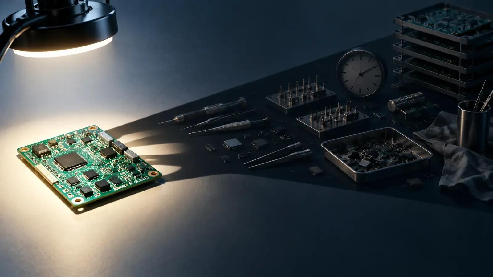 A polished green yield indicator casting a shadow made from rework tools replaced components labour and time
